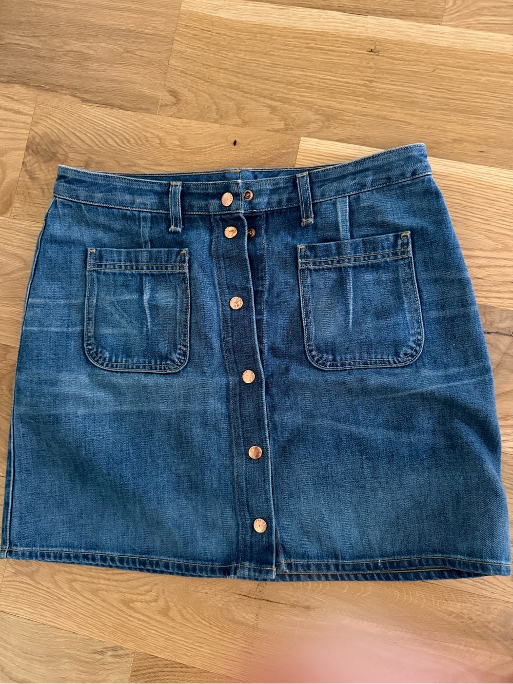 Rag & Bone 30 Button-Front Denim Jean Skirt Blue